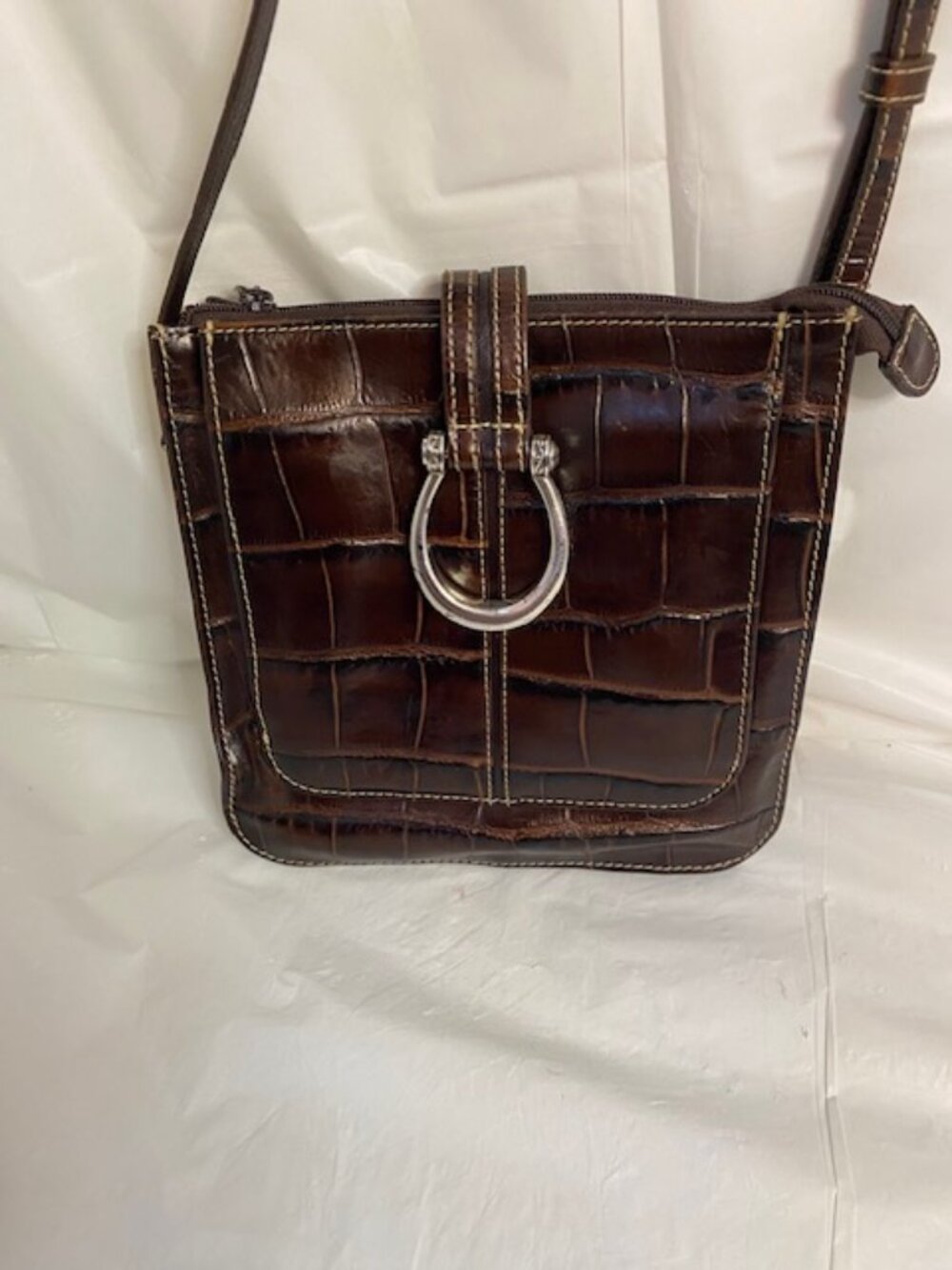 Brighton Spellbound Brown Croc-Embossed Crossbody Bag